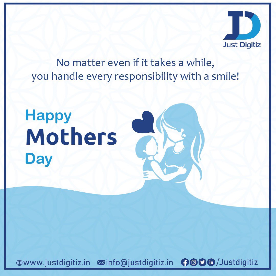 justdigitiz's tweet photo. No matter even if it takes a while, you handle every responsibility with a smile! 
Happy Mother's Day!
.
.
.
#mothersday 
#marketing #advertising #digitalmarketingagency #businessdevelopment #googleads 

For Contact: 
🌐https://t.co/cJvCtFh7Hr
📲 9445373190 
📩info@justdigitiz.in https://t.co/sCM85n21su