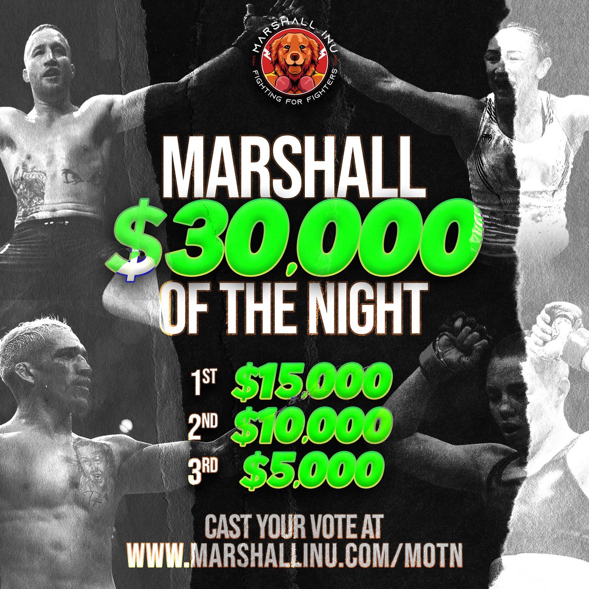 Marshall of the Night is Live! marshallinu.com/motn Marshalls across the globe are here to fight for our favorite fighters worldwide. We love paying fighters that bit extra for putting their health on the line. #ThankYouMarshall #FightingforFighters