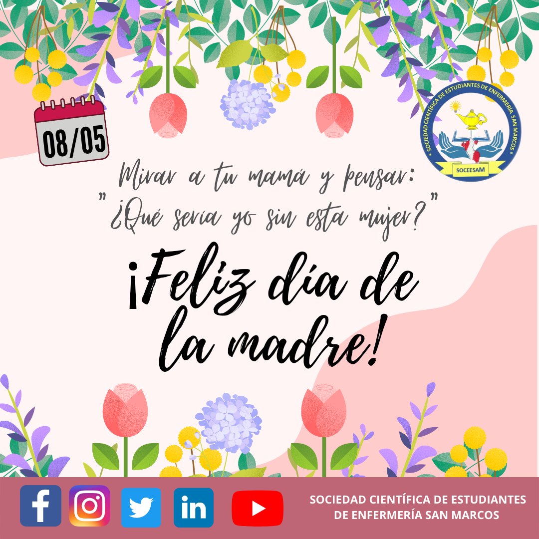 soceesam's tweet photo. 08 de mayo: "Día de la madre" ❤️

"No importa la edad, los abrazos de mamá siempre serán el mejor refugio e impulso para seguir adelante" 💪🏻💙

¡Feliz día de la madre! ❤️💐✨

#SocietarioDeCorazón
#DíaDeLaMadre https://t.co/9T4r3AnVsb