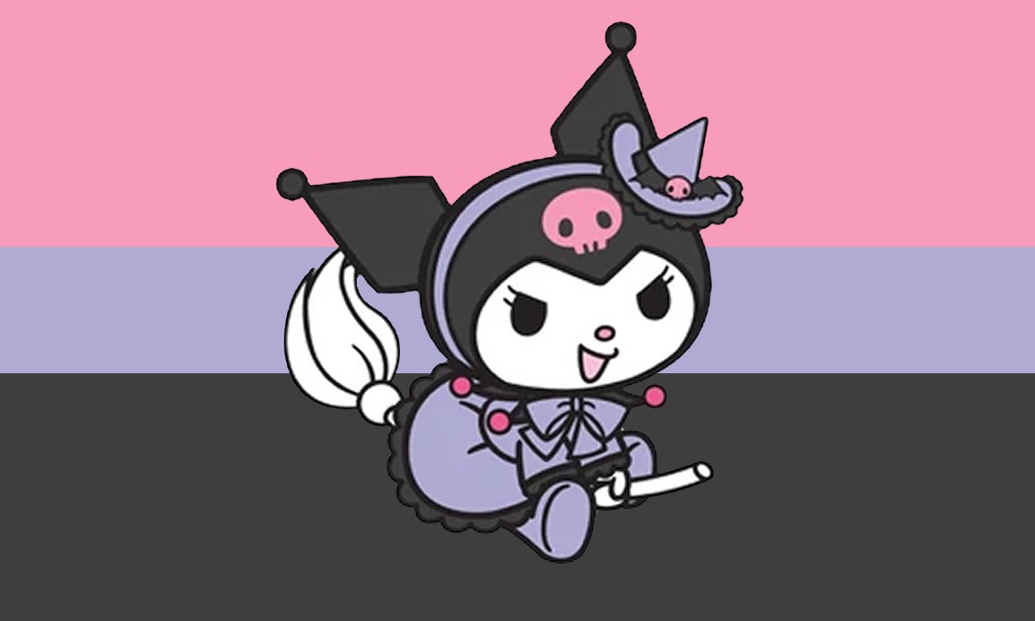 bifIag's tweet photo. Kuromi bisexual flag! ♡ #bitwt

For bisexuals who are kin with, relate to or find comfort in Kuromi! https://t.co/zjxTqM3ax4