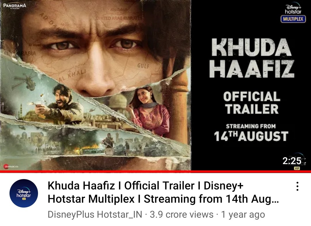 #VidyutJammwal's top 4 highest Viewed TRAILERS on YouTube 📽

1 - #Commando3      48 million +
2 - #Junglee               42 million +
3 - #Sanak                 40 million +
4 - #khudaHaafiz       39 million +

#Jammwalions It's time to hit 50M views on #khudahaafiz2agnipariksha