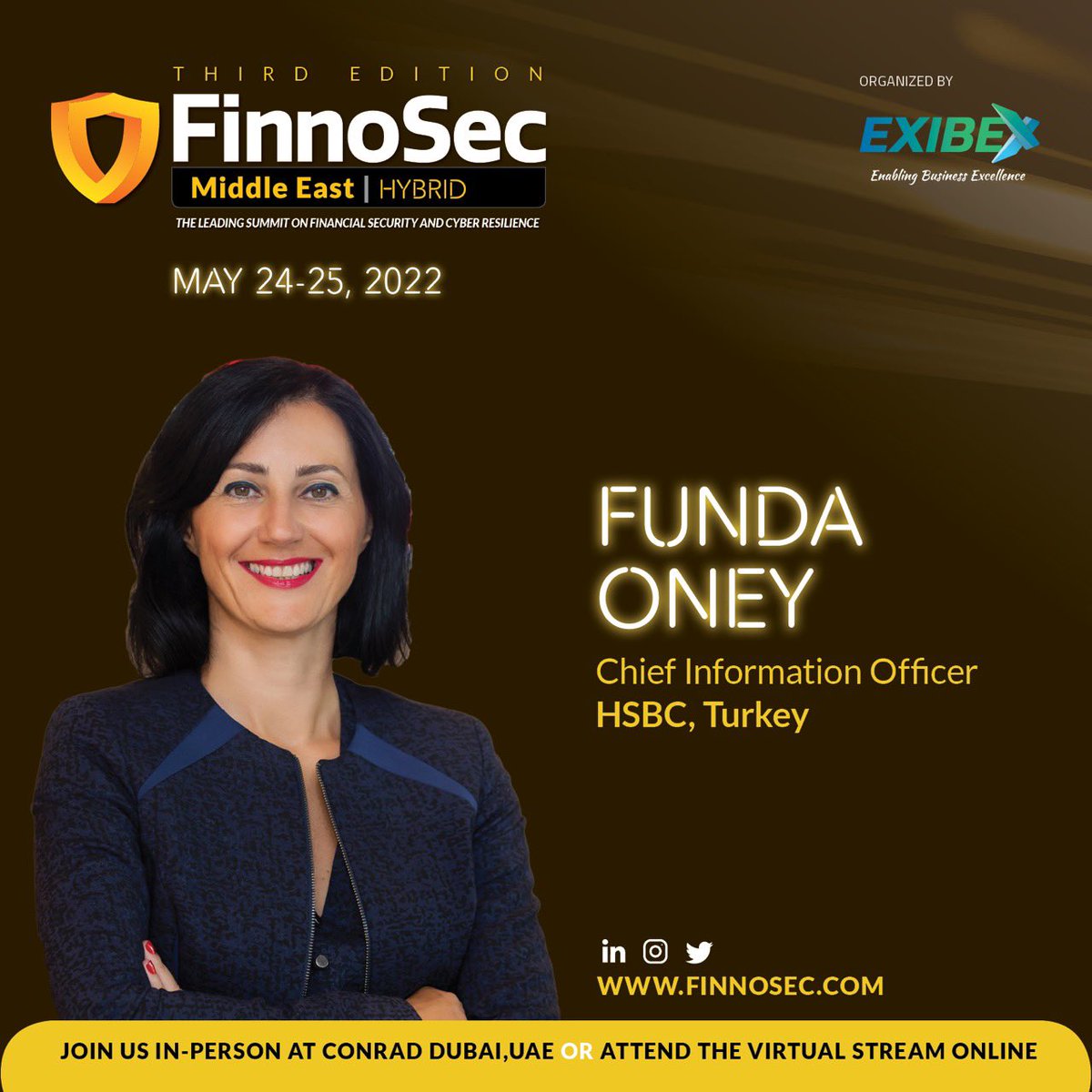 finnosec's tweet photo. #MeetOurSpeaker #Finnosec Speaker Announcement!!!

It is with excitement that we announce Funda Oney || Chief Information Security Officer, HSBC, Turkey as a speaker at this year’s Hybrid edition of the FinnoSec #MiddleEast 2022 Summit. https://t.co/OuEo16k5vI