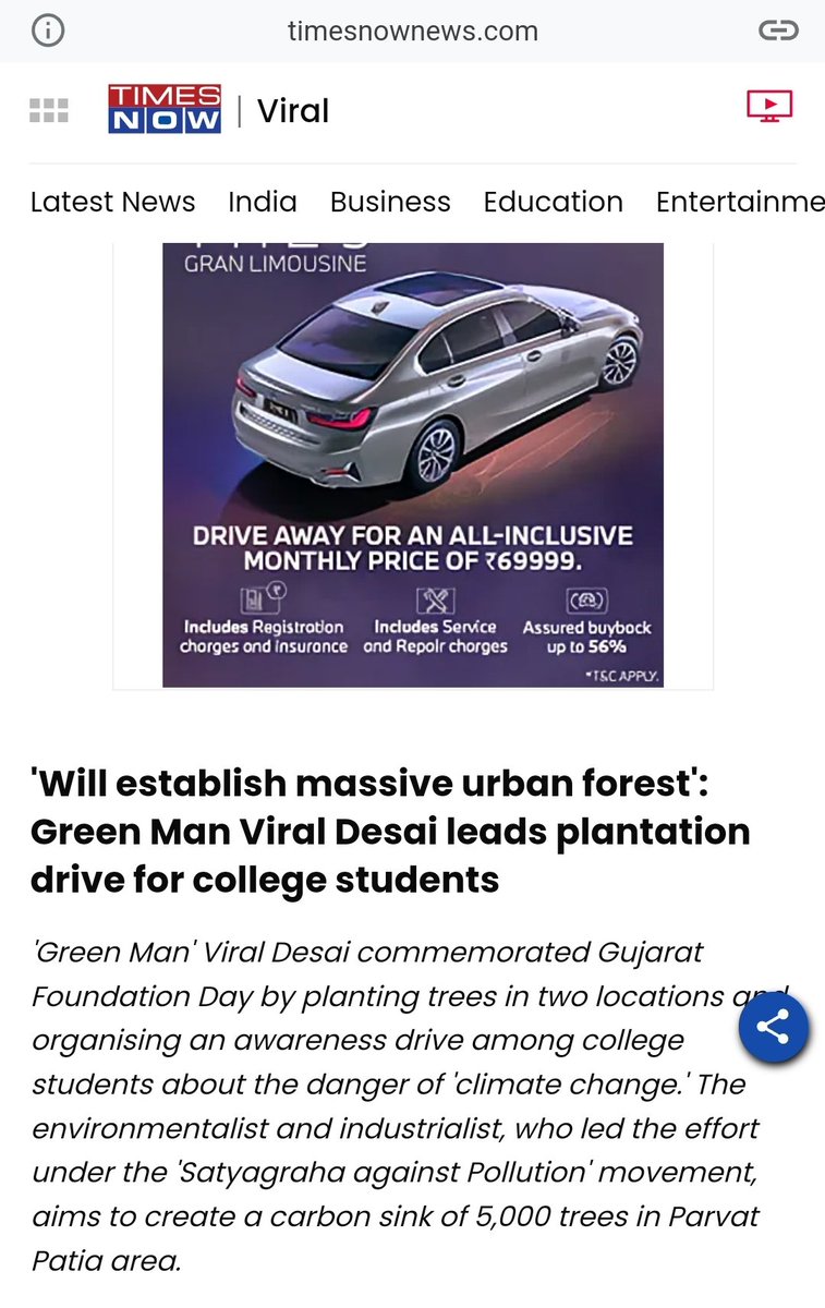 veerdesai's tweet photo. Thank you @TimesNow for the Inspirational Feature.
#WeWorkForTrees #SatyagrahaAgainstPollution #Urbanforest #ClimateChange #Viraldesai #ClimateAction #CleanIndiaGreenIndia #HeartsatWorkFoundation #greenman #Akshaypatra https://t.co/e55gq5FcfJ