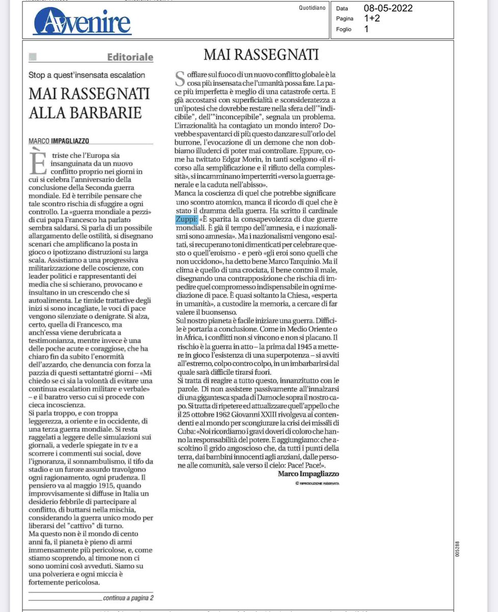 Marco_europa's tweet photo. Non rassegnarsi e tantomeno tifare per la #guerra. L’Europa unita ha le sue radici nella #pace. Un mio commento su @Avvenire_Nei #Ucraina https://t.co/6oSQF3ji9C