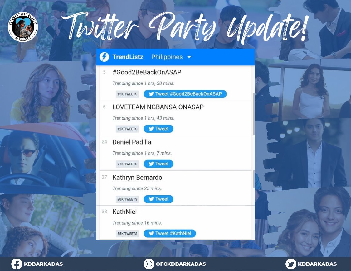 KDBarkadas's tweet photo. Five Trending Topics related to Kathniel! The power they're Hold! 

LOVETEAM NGBANSA ONASAP
#Good2BeBackOnASAP
Kathryn Bernardo | Daniel Padilla https://t.co/aP2UijipcQ
