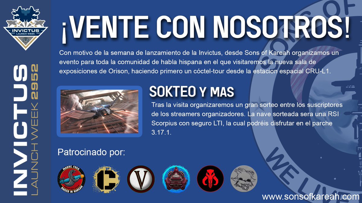 Como el año pasado, Sok Sons of Kareah organiza un evento para la Invictus Launch Week (20 de mayo) y estais todos invitados!

sonsofkareah.com/index.php/2022…
