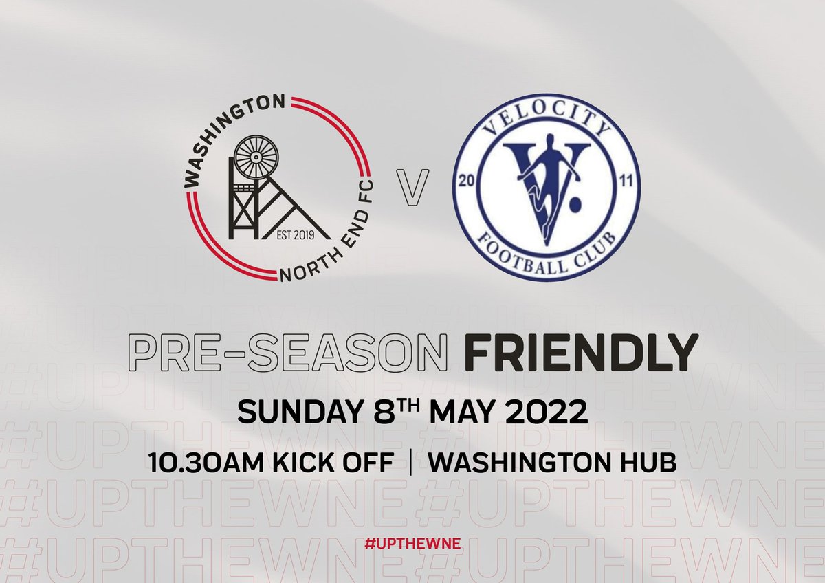 Following on from promotion, we are now looking to dust off the cobwebs and prepare for the season ahead with a friendly against Div 3 side Velocity Utd.

The lads are eager to get back out there and this should be a good game.

#UpTheWNE #UpTheNorthEnd