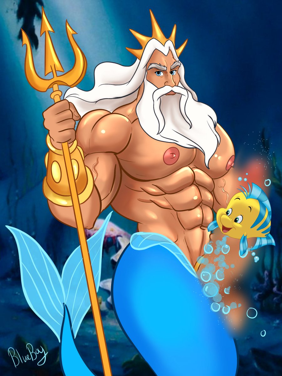 blueboybara's tweet photo. So continuing #mermay The King of the seven seas holds with proud his finest weapons, his trident and his big uncut dick. Funny thing he came magic with both.  You can see the uncensored #KingTriton on my patreon now, suscribe 😗 🧜🏻‍♂️
https://t.co/zFNEpN1JvQ https://t.co/GEXrYxF1k4