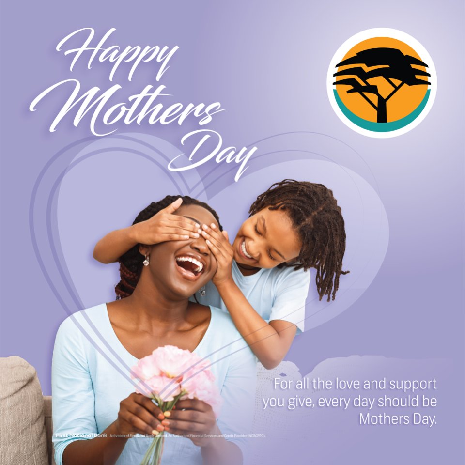 FNB_Botswana's tweet photo. FNB wishes all mom’s a happy #MothersDay.
We choose you today in celebration of the role you play in our lives.
#LoveFNB #FNBB #30YearsofPositiveChange https://t.co/fm4KtXU1Xq
