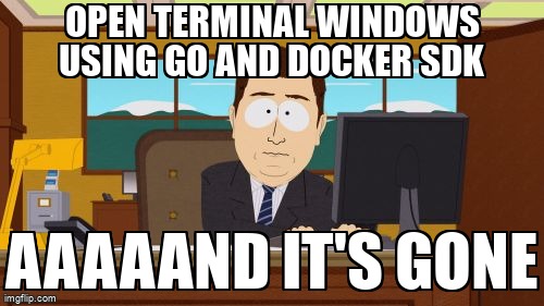 overflow_meme's tweet image. Open terminal windows using Go and Docker SDK stackoverflow.com/questions/7215… #dockerapi #terminal #xfce #go #docker