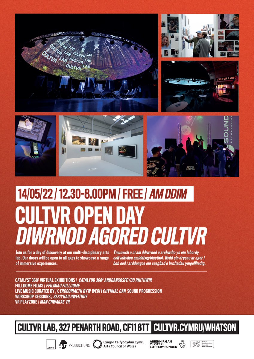 CULTVRLAB's tweet photo. CULTVR OPEN DAY / Saturday 14th May
We will be opening our doors wide to the local community for a day of activities including free immersive film screenings, audio & video installations. Join us for a fun day of discovery!
#openday #arts #catalyst360 #0barriers @Arts_Wales_ https://t.co/YjuRldra9g
