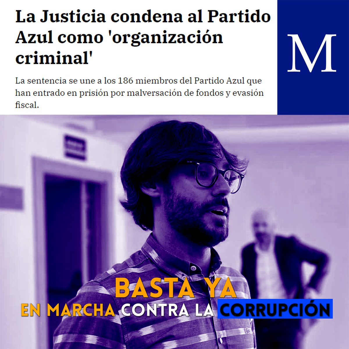 pnaranjacigmap's tweet photo. ‼️ La Justicia condena al Partido Azul como organización criminal.

¡Esta República está #EnMarcha contra la corrupción! https://t.co/C4OSFcTz2t