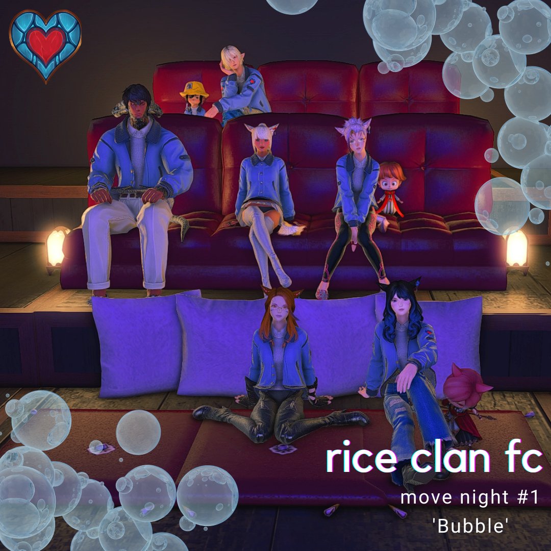TheRiceClanFC's tweet photo. Rice Clans first movie night of the season - Bubble! Come and hang every fortnight for a chill movie sesh, everyone welcome, bring your friends!! 💙

#GPOSERS • #NenekoColorS • #FFXIV • #RiceClanFC • 
#FF14 • #MateriaDC • #Movienight https://t.co/DYsW3f8Mob