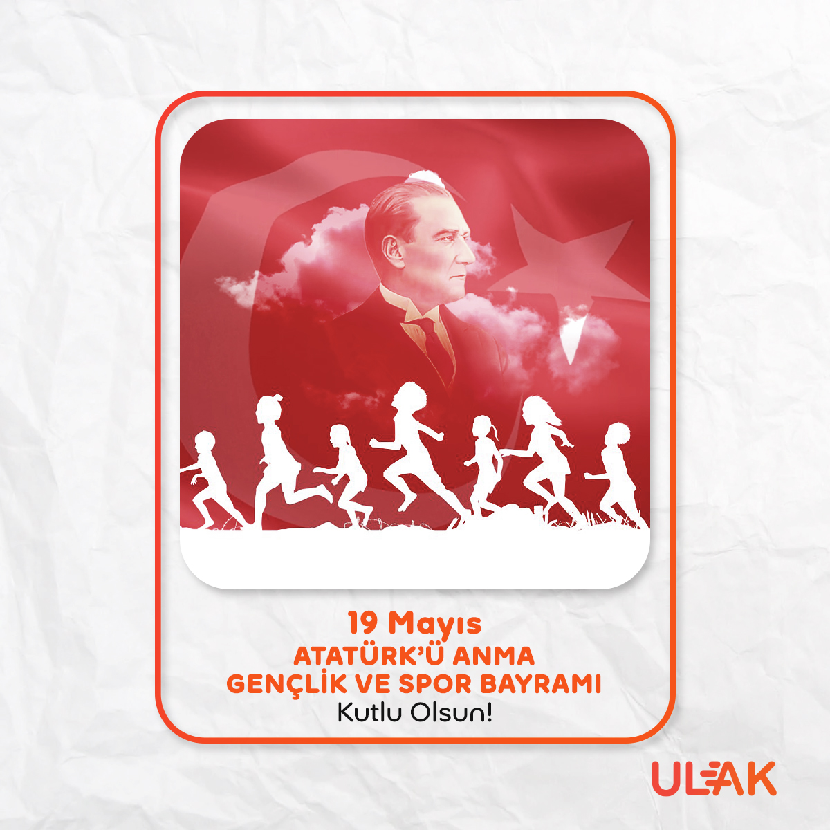 19 Mayıs Atatürk’ü Anma Gençlik ve Spor Bayramı kutlu olsun!

#ULAKApp #ULAK #19mayıs #Gençlikvesporbayramı