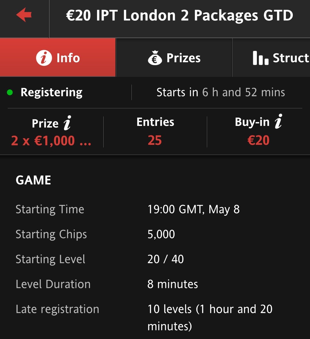 IrishPokerTour's tweet photo. Another two €1000 London Packages Guaranteed on @paddypowerpoker tonight at 7pm 🕖
Buyin €20
Late Reg until 8.20pm
5000 Stack 8 Minute Levels
Rebuys €20 5K Chips
Add-on €20 5K Chips
#Poker #IrishPokerTour #PPIPT #LivePoker #PaddyPowerPoker #IrishPoker #TheRoadToLondon 🇬🇧 https://t.co/yrRDXoSJ7U