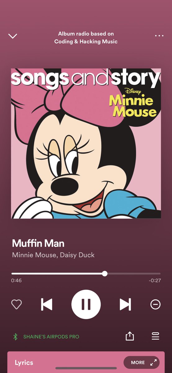 Australiasecure's tweet photo. How on earth does this end up in a list of songs for coding and hacking?!    I thought my brain had fried after about 5 hours of intense work and was craving to be a kid again as a coping mechanism 🤣 #ctf #Spotify https://t.co/ykPfr5nyjK