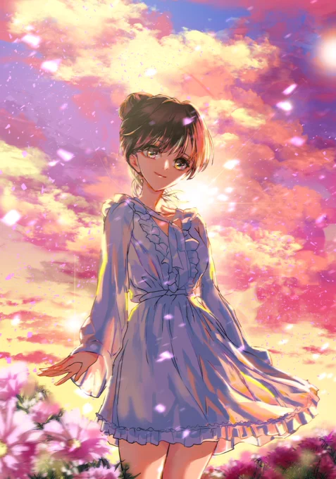 #絵描きさんと繋がりたい 
#春の創作クラスタフォロー祭り 

開いたばかりの花が散るのを 
