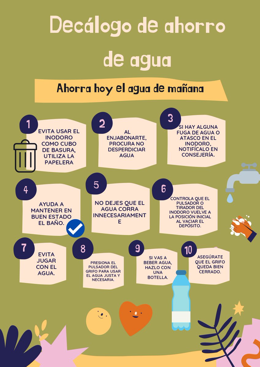 LdaVinci_ies's tweet photo. Coordinados por el Dpto. de Biología y Geología, los alumnos han elaborado un decálogo de ahorro de agua para los baños del centro.
Las infografías seleccionadas con el decálogo, elaboradas por alumnos de 3º ESO, se están poniendo en los baños #reto6 #GeneraciónEco @ecovidrio https://t.co/F0QL6HZHRM