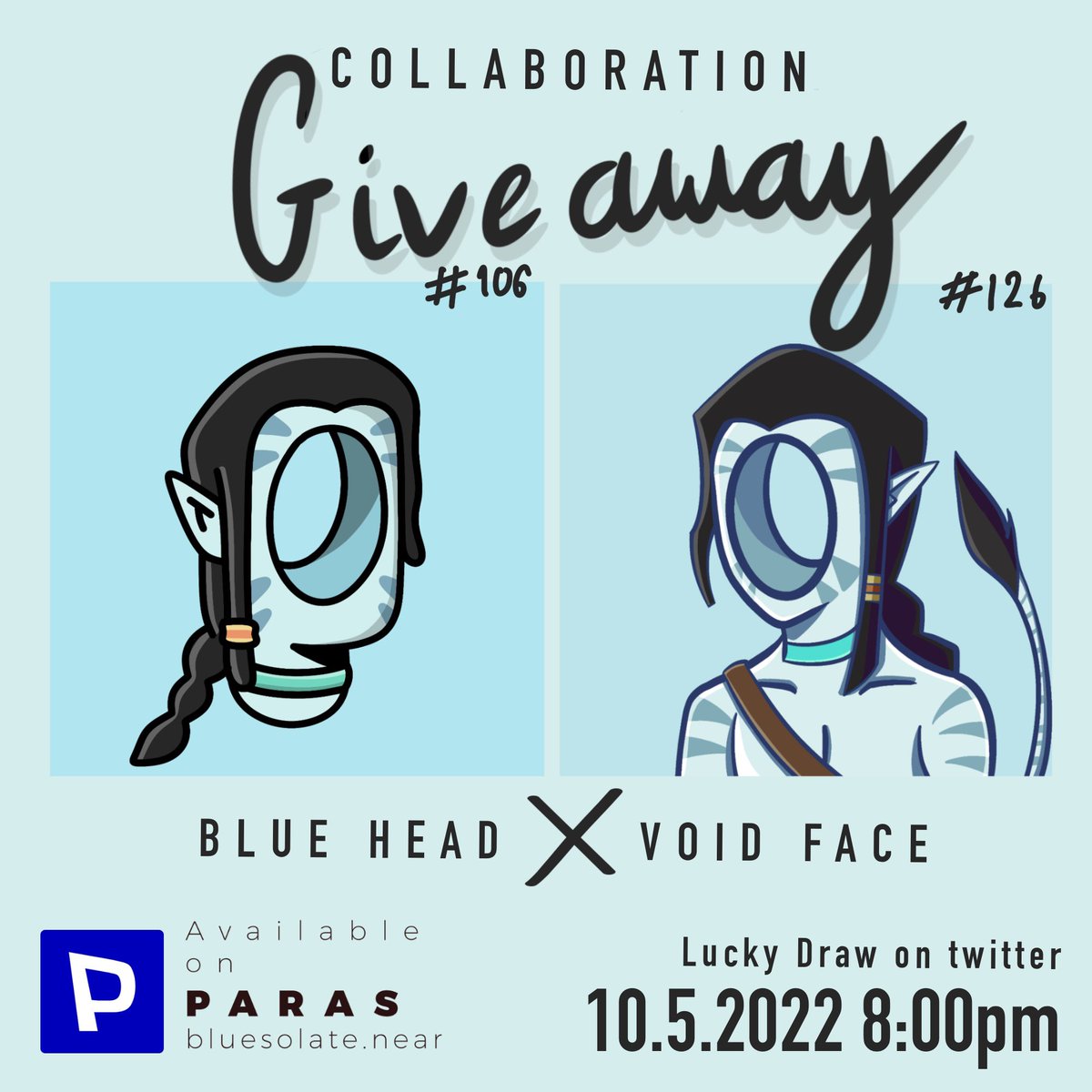 Void Face X Blue Head
Giveaway 🎉on twitter
Blue Head #106
Rules :
🙂 Follow <a href="/Bluesolate_nft/">bluesolate_NFT</a> &amp; <a href="/samada_studio/">Samada_Studio</a> 
🙂 Like + RT + Tag 2 frens

⚡️End 48 hrs 
<a href="/ParasHQ/">Paras 🟩🟧</a>

🎉 FREE!  $NEAR
#paras #PARASnft #nft #nftthailand #nearNFTs #NEARProtocol #nftcommunity #NEARverse #JPTHnearnft