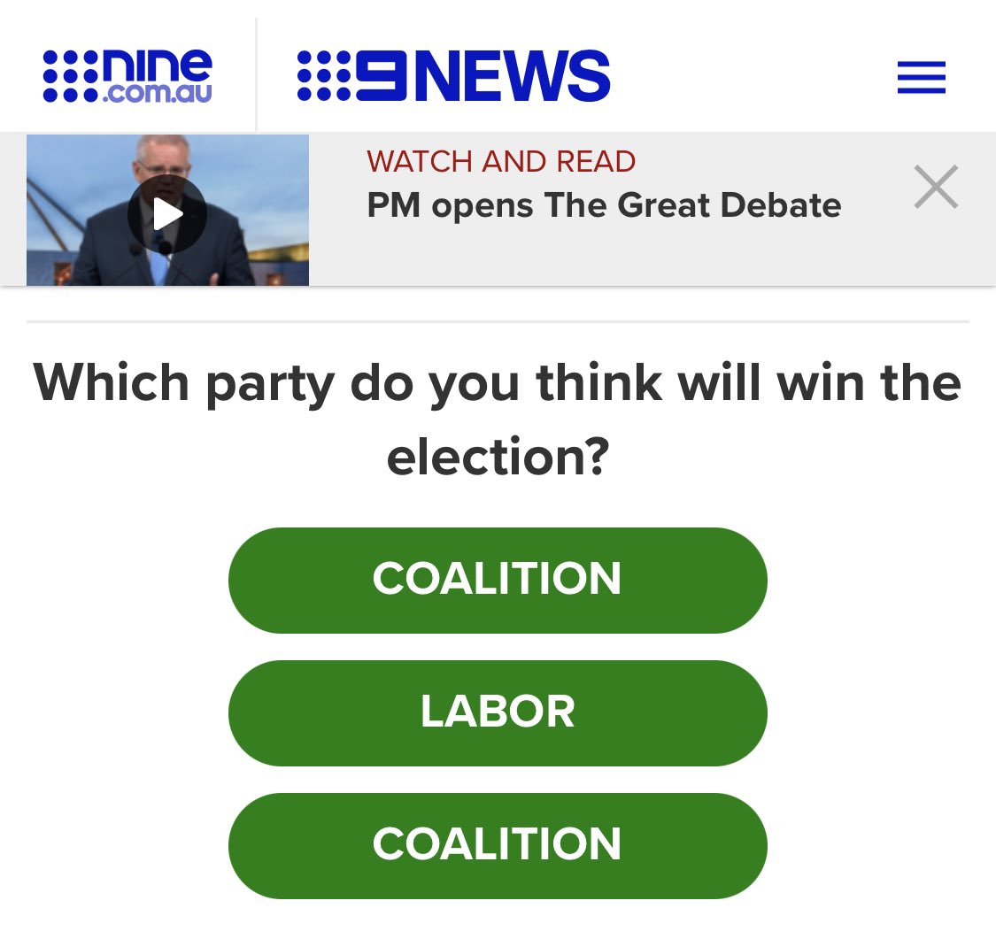 So, Nine’s debate QR code seems to have gone a bit rogue. 👇🏻