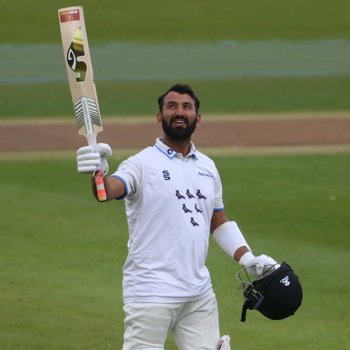 ICC's tweet photo. Four hundreds in four matches 🤯 
717 runs at an average of 143.40 👏 

Cheteshwar Pujara is having a dream season for @SussexCCC in County Championship Division Two 🙌 https://t.co/lY4SEy2snD