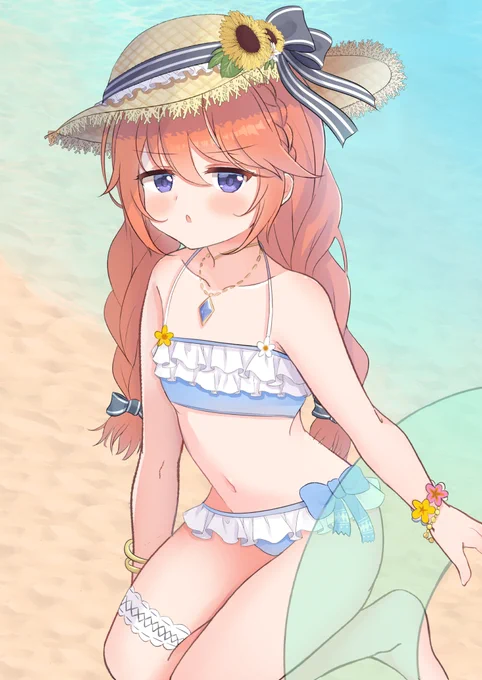 水着ユニ先輩描いてる🌻 