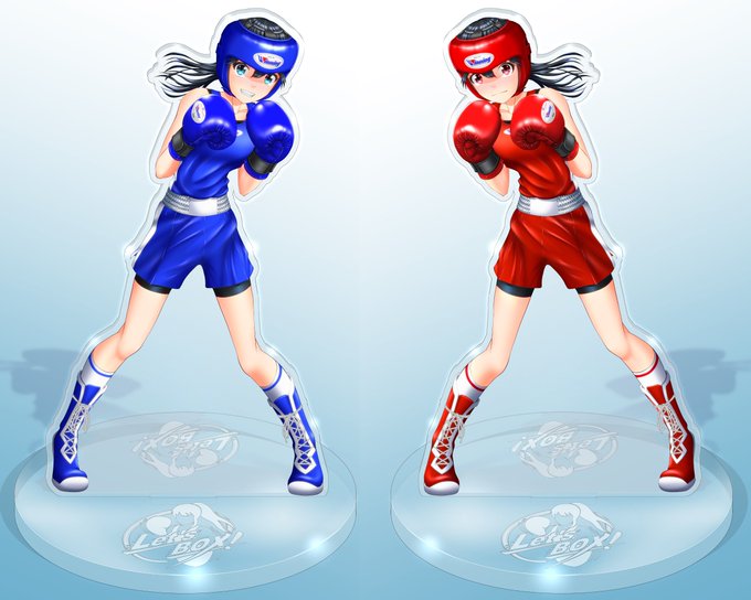 先日投稿したJABF(日本ボクシング連盟)公認アマチュアボクシング試合用のウイニング製新ボクシンググローブ&amp;ヘッドギアの絵を全身版でアクリルスタンドっぽくしてみました(^o^)
両面印刷出来るところもあるようなので裏面は青という感じです(^-^) 