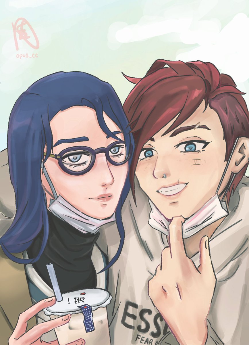 opus_cc's tweet photo. modern caitvi for my one (1) contribution to caitvi week ♥️💙 i love drawing them in my wardrobe 🥰 #caitvi #piltoversfinest #caitviweek2022 #caitviweek https://t.co/EgQFupBeO7