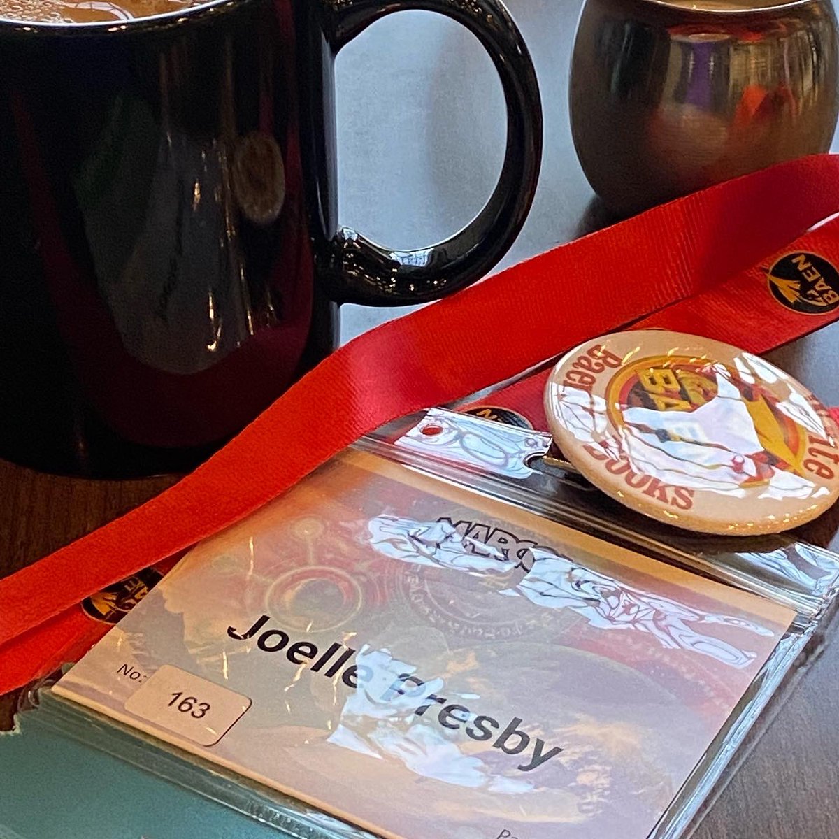 JoellePresby's tweet photo. Proof of Life #MarCon #ConventionDayThree. I’ve achieved vertical and coffee.
If you are awake and available, stop by the Capital Room at 10am for the Fan Knit-In. I’ll be working a #100Hats project for #missiontoseafarers and #TheRoyalManticoranNavy. #BaenBooks #tRMN https://t.co/2vtDjC9QpK