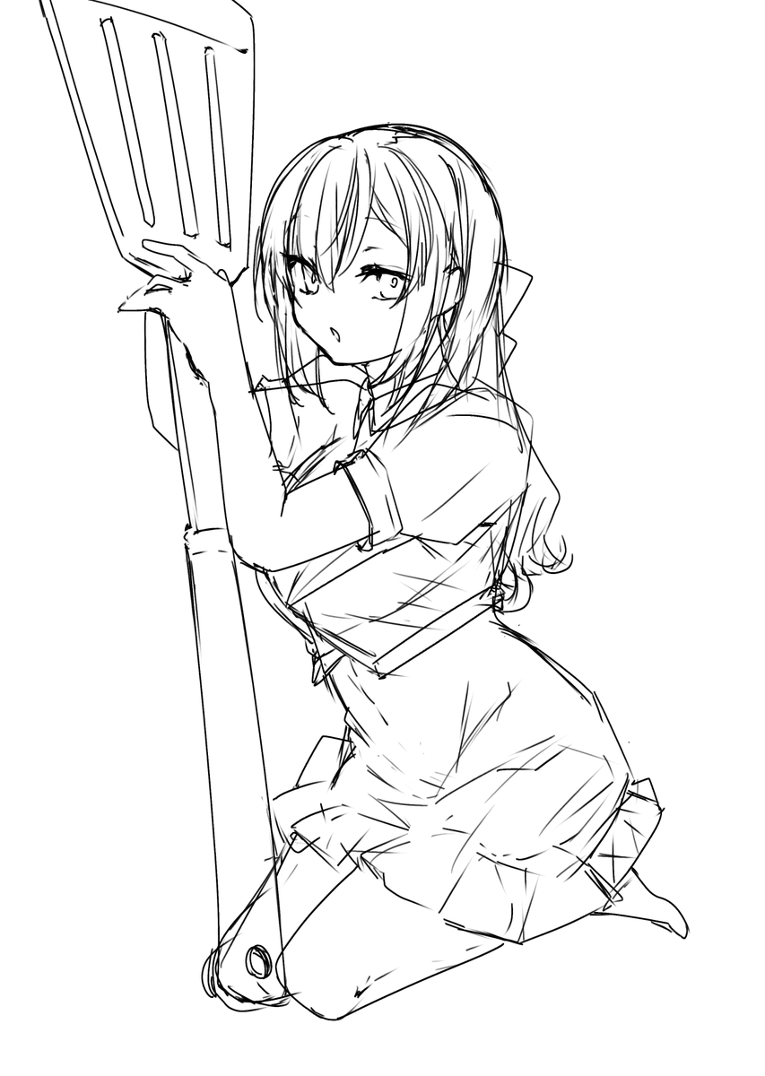 塗りの練習するためのフライ返しちゃんのラフを起こしている 