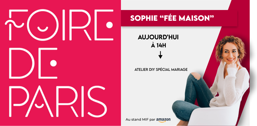 agrip2703's tweet photo. Atelier spécial mariage 👰‍♀️ avec Sophie "Fée maison" à 18h à la @foiredeparis !

#AmazonFoireDeParis 
#MadeinFrance https://t.co/KZSQ9RbIin