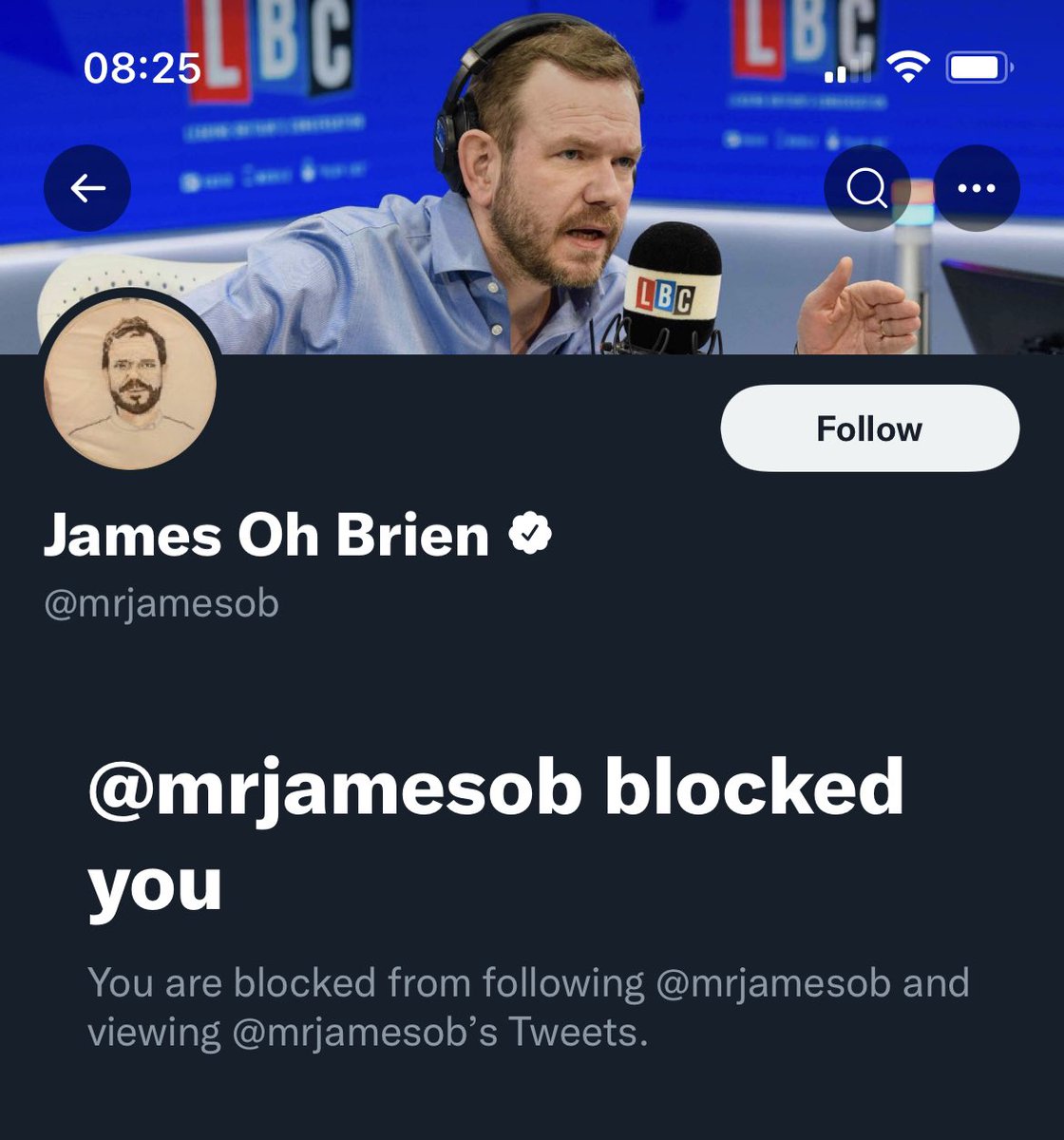 TheCoventrian's tweet photo. @stevie378 @LBC @mrjamesob Seems he doesn’t like me. https://t.co/QFKKihN54g