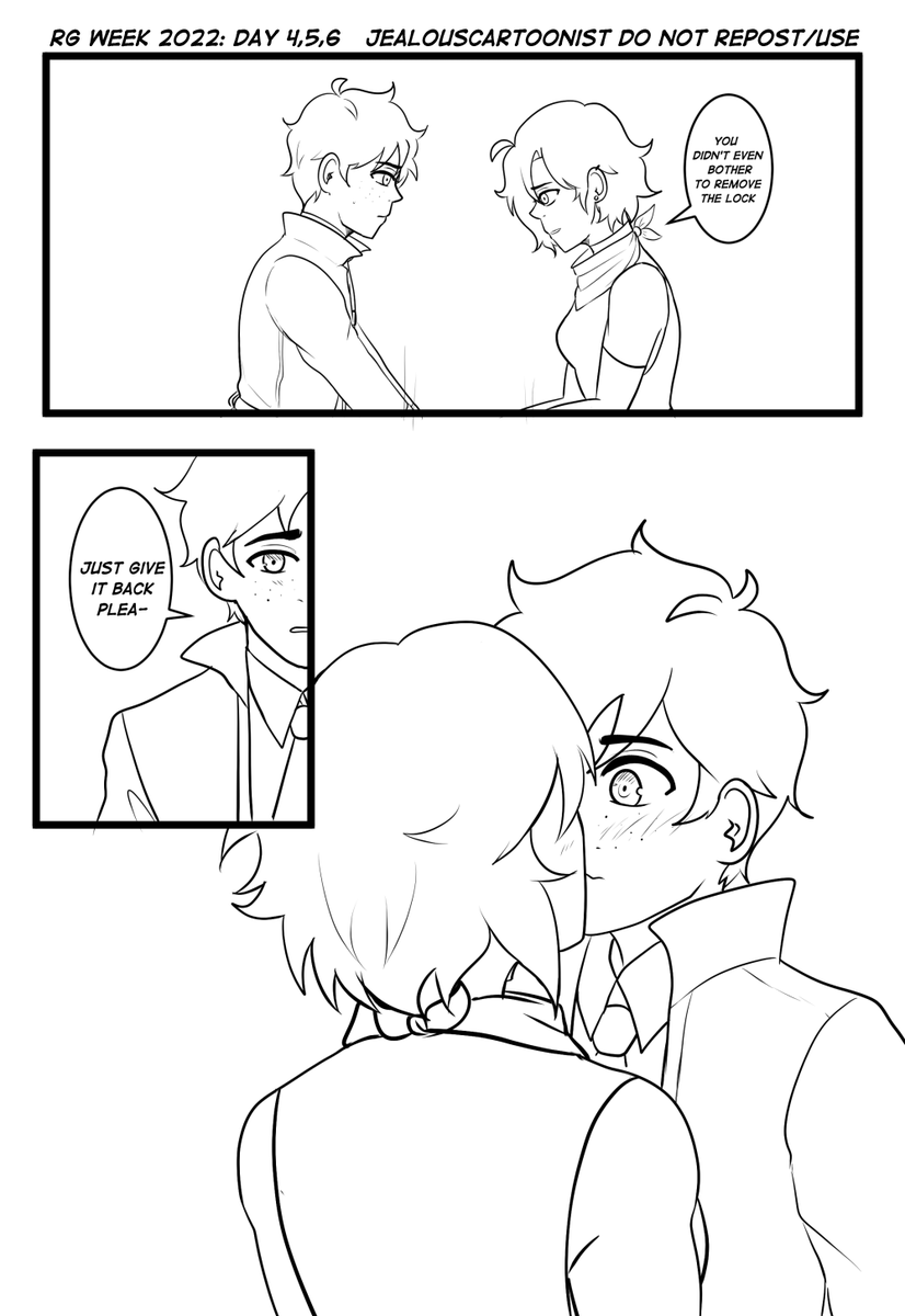 JealousCartoon's tweet photo. For the #rosegardenweek​
Day 4,5 and 6:
-"You... think I'm cute?"
-Enemies BUT Lovers
-Hand Holding
I made the ultimate rg week comic haha managed to put the 3 remaining prompts on 7 pages made in 3 days... help
#rwbyrosegarden #rwby #RGWeekMay2022 #rosegarden https://t.co/imfb3vDuu2