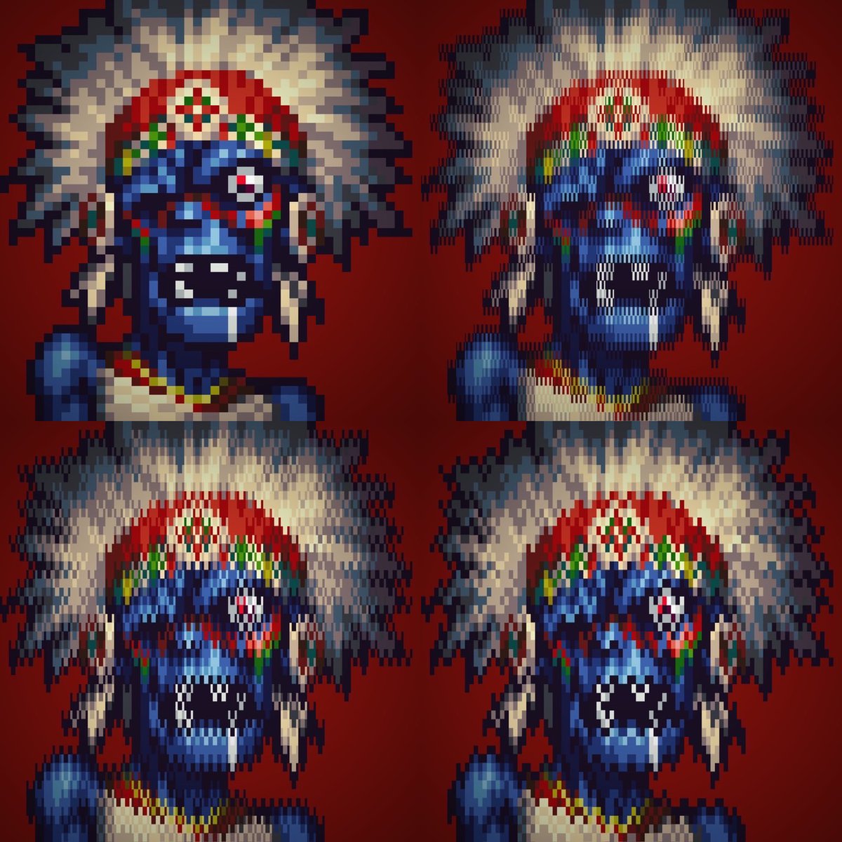 yennnnto_ot's tweet photo. 4 simulated pfps of my dNFT Token, 1/1 chieftain, cool? Most clourful master piece of Kosuke Kawamura for 
@Zombieclub. OS bid started from 25eth... 
https://t.co/6Lpn2TbnyZ

#get_turned
#NFT #吳哲宇 #KosukeKawamura
@BoredApeYC
 
@RTFKT
 #Cheyuwu345 https://t.co/DW1MuVTgYb