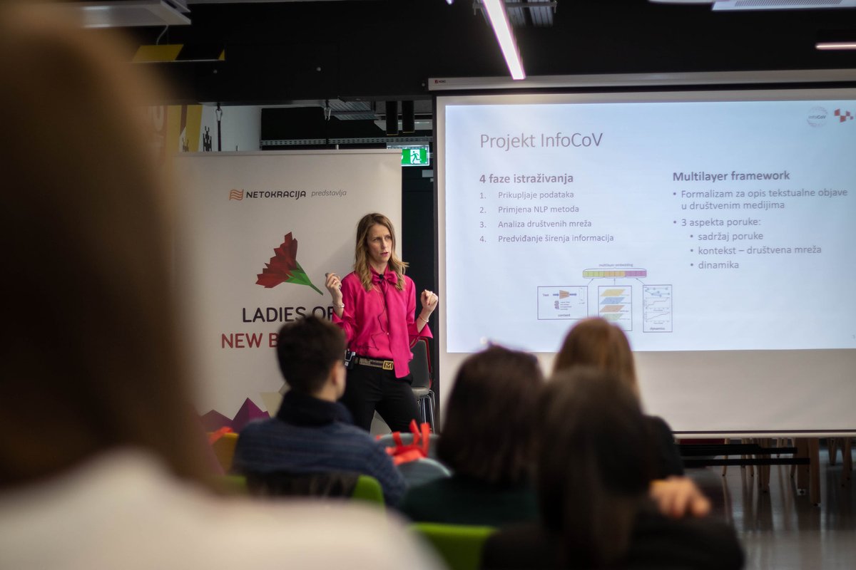 InfoCoV3's tweet photo. @AnaMestrovic78 talked about the results of the @InfoCoV3 project at the conference Ladies of AI business @netokracija 
#datascience #socialnetworkanalysis #covid19 #research https://t.co/gQt3yZPZvM