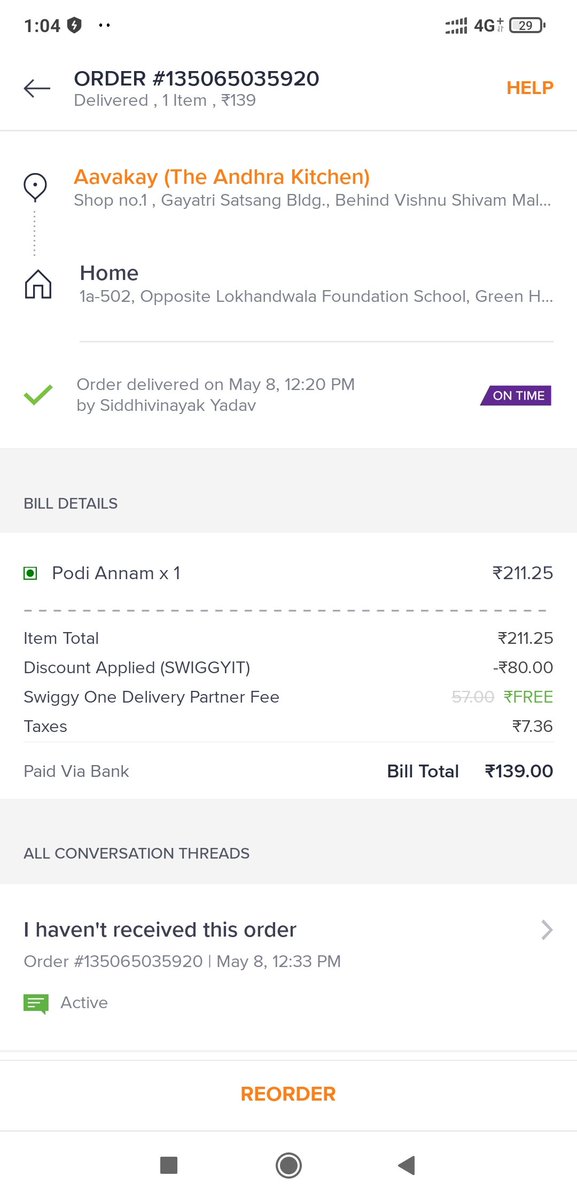 DudemanDeepak's tweet photo. @SwiggyCares Order not delivered but marked as delivered. Delivery executive not reachable. Chat executive refusing to replace or provide refund. Pls look into this https://t.co/uLhdDxyBH9