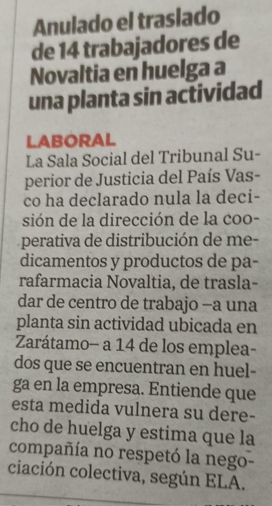NovaltiaGreban's tweet photo. Día 1022 en huelga POR UNAS CONDICIONES DIGNAS DE TRABAJO!! @Novaltia sancionada con +150.000 euros por VULNERAR EL DERECHO DE HUELGA!!! Devolved las ayudas recibidas!! @IdoiaMendia toma nota, está cooperativa solo genera pobreza!!! NO OS LO VAMOS A PERMITIR!! #NovaltiaBorrokan https://t.co/Xlh1bJlA44