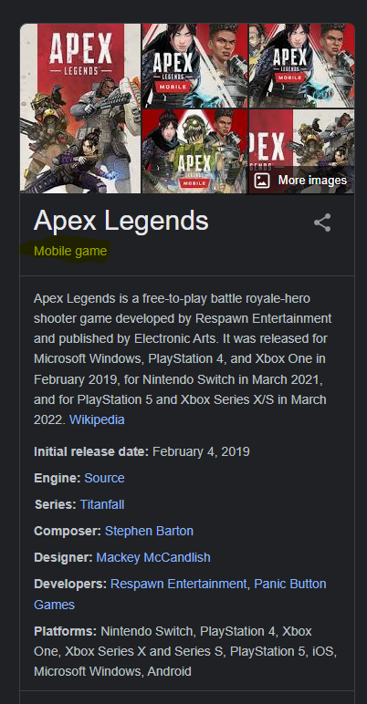 ApexLegendsMo11's tweet photo. Apex Legends is now a Mobile Game😂
Source: Wikipedia #apexlegends #apexlegendsmobile @Respawn@Respawn @Respawn @EA @ImperialHal @ShivFPS https://t.co/67Qru99WOn
