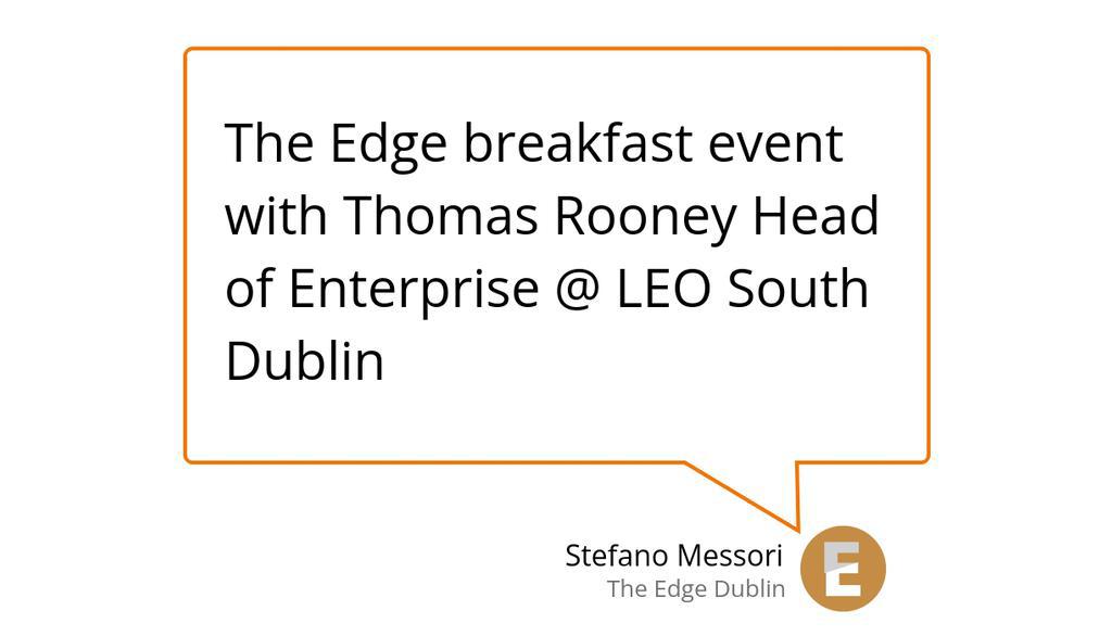 TheEdgeDublin's tweet photo. We are thrilled to welcome Thomas Rooney, Head of Enterprise, to join us for this morning event and introduce us to the support available from Leo South Dublin.

Read more 👉 https://t.co/hp4b55pHtB

#MicroBusinesses #WorkingBreakfast #LeoSouthDublin #EdgeBreakfastEvent https://t.co/iEPKemNGi1