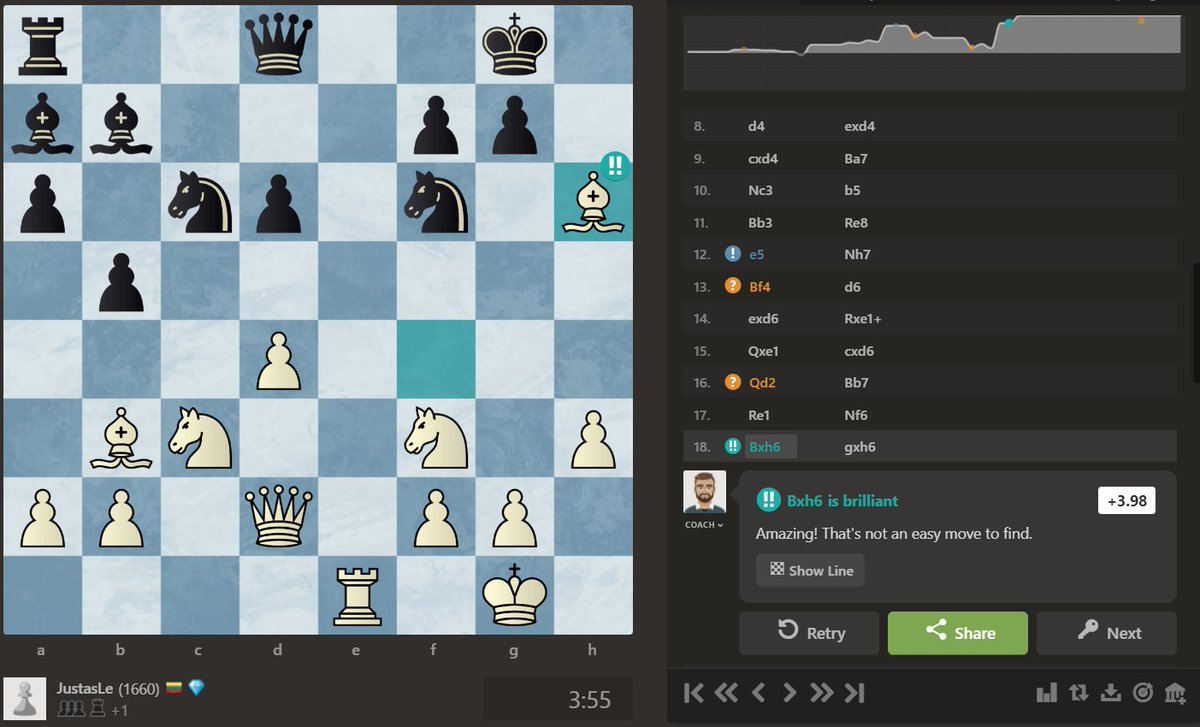 What is better than a <a href="/chesscom/">Chess.com</a> "brilliant" sacrifice and a successful attack afterwards to start the day? Have a nice day and good progress in chess everyone! 🥳