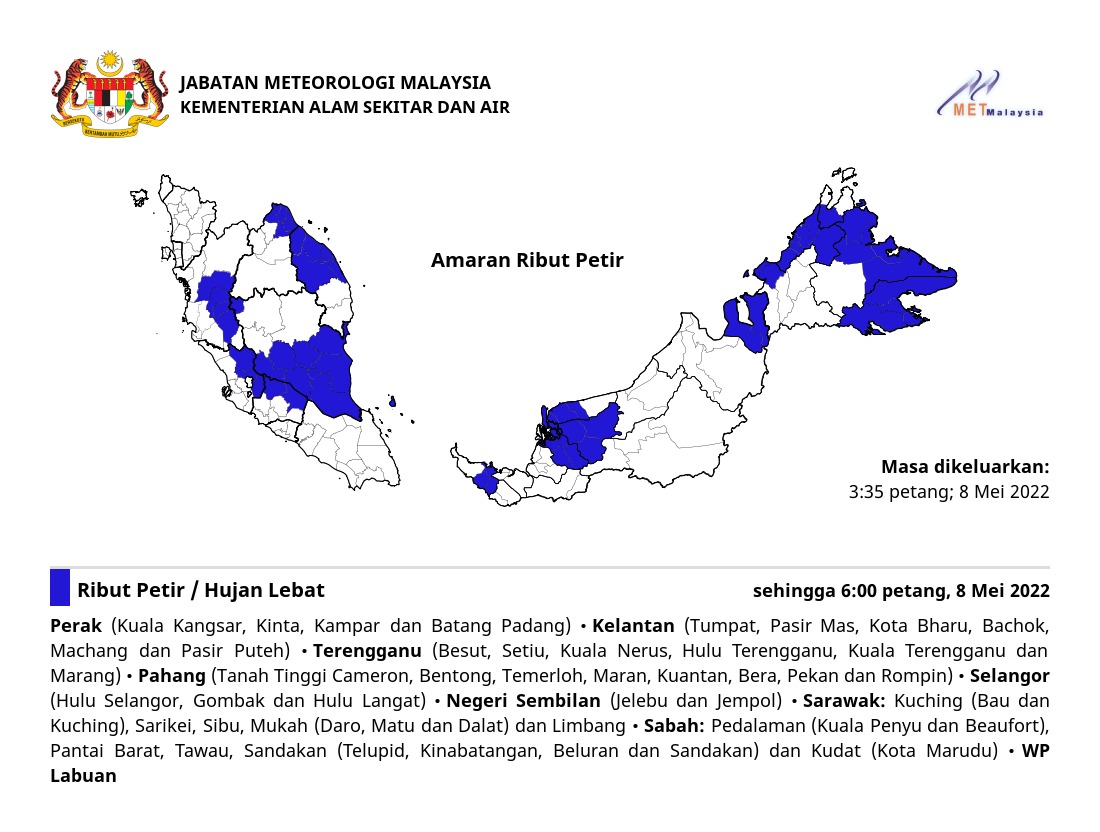 metmalaysia's tweet photo. AMARAN RIBUT PETIR. ⛈⛈⛈
Dikeluarkan pada: 3:35 petang, 8 Mei 2022

#ributpetirmetmalaysia
#MenangBersama
#LindungDiriLindungSemua
#metmalaysia https://t.co/rFgiIzRYic
