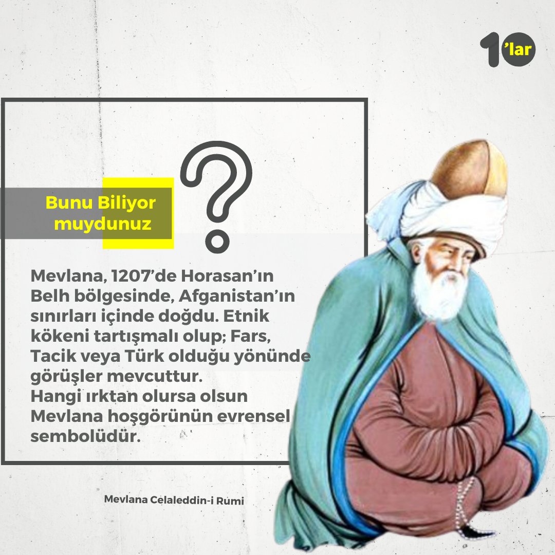 10larMedya's tweet photo. Mevlana Celaleddin Rumî‘nin #Afganistan sınırları içerisinde dünyaya geldiğini biliyor muydunuz?
#Mevlana 1207’de #Horasan’ın Belh bölgesindeki #Vahs kasabasında doğdu. https://t.co/YjgrcpmLhS