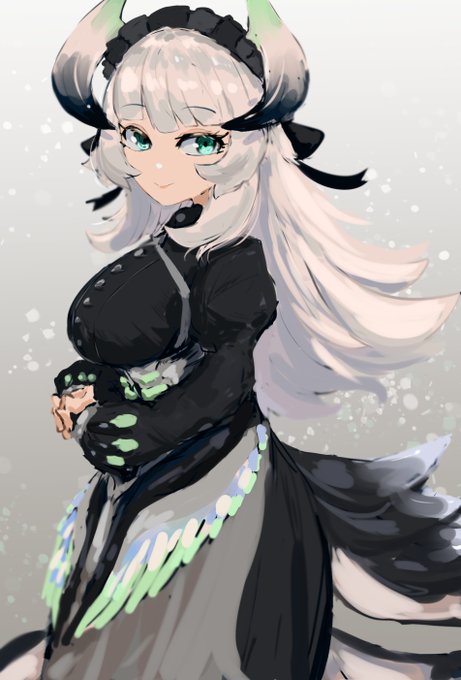 「dragon girl white hair」 illustration images(Popular)