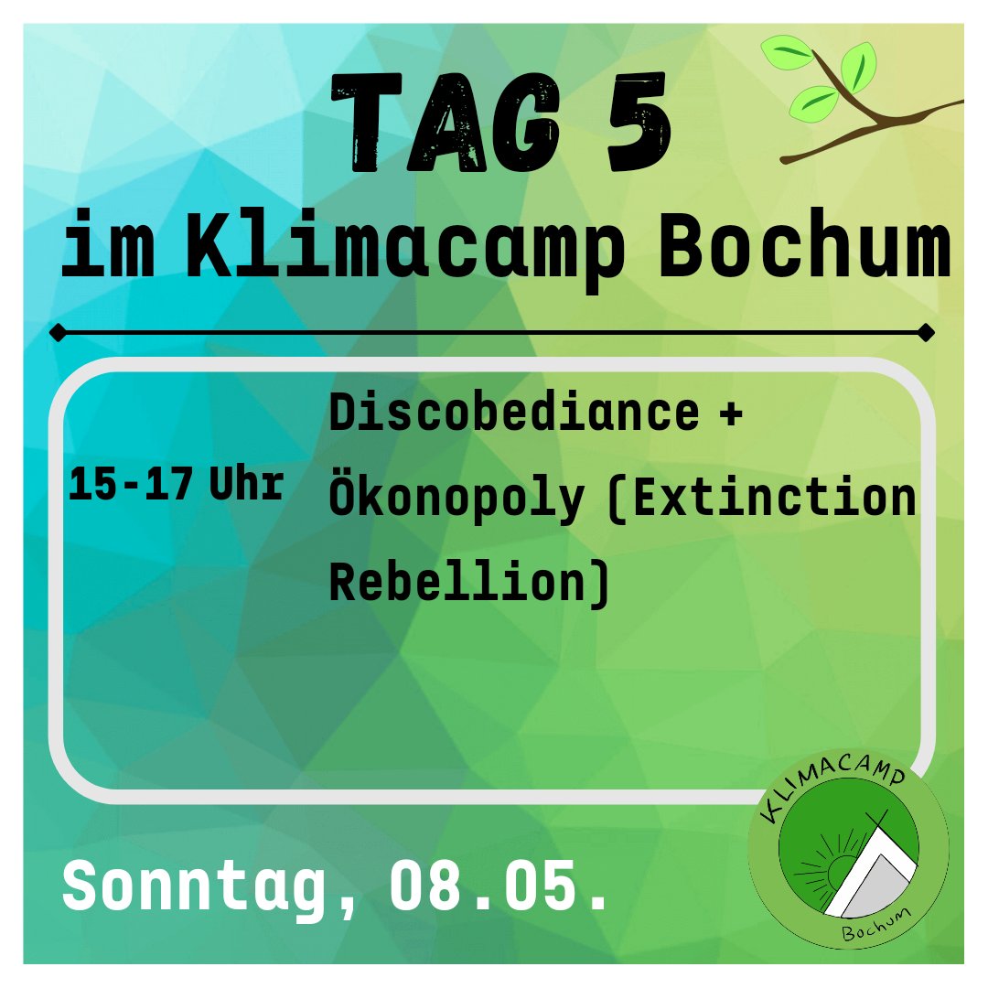 Heute ab 15:00 Uhr könnt ihr euch auf den 'Discobediance' Tanzworkshop und 'Ökonopoly' (eine kreative Performance) von Extiction Rebellion freuen. Seid dabei 😊