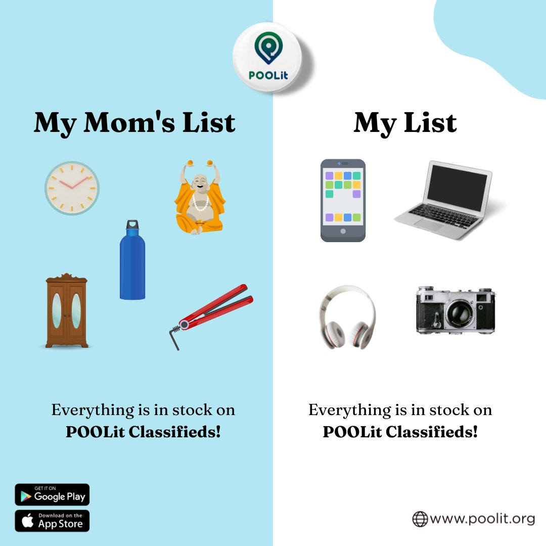 POOLitApp's tweet photo. Adopt sustainability into your parenting skills by buying and selling pre-loved items whenever you can with POOLit Classifieds.
This Mother's Day help your mother declutter the house!
#mothersday #mothersdaygifts #happymothersday #declutterlikeamother #declutteryourhome #poolit https://t.co/gwSnaC6u70