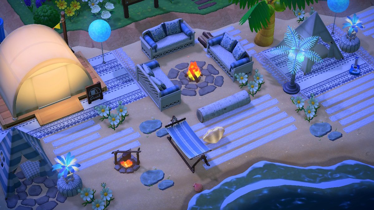 jujubee_gaming's tweet photo. my beach campsite at night :) #AnimalCrossing #ACNH #acnhbeach https://t.co/4fZTOV0itP
