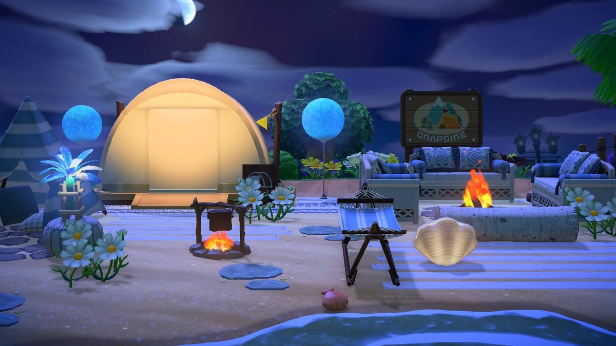 jujubee_gaming's tweet photo. my beach campsite at night :) #AnimalCrossing #ACNH #acnhbeach https://t.co/4fZTOV0itP