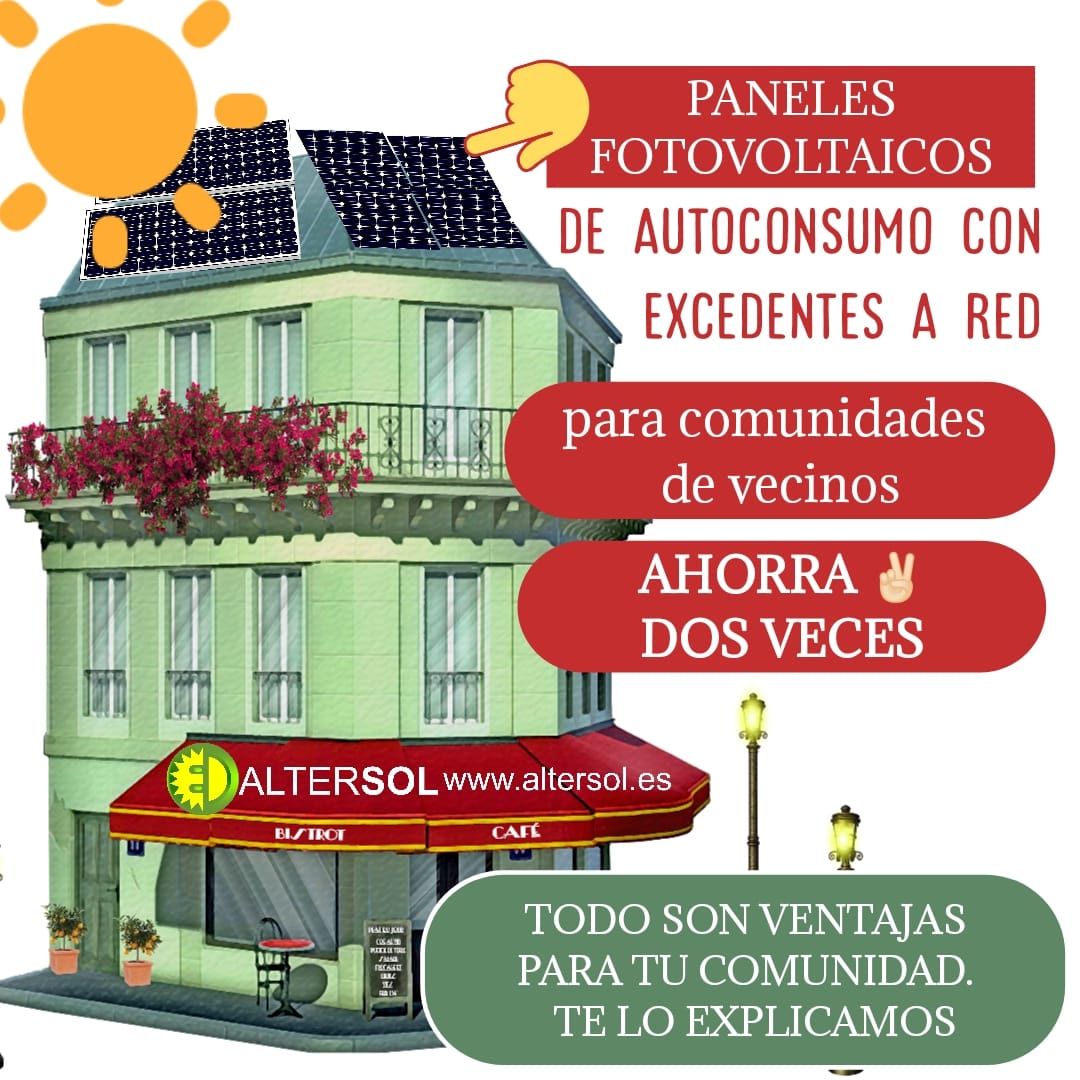Altersolspain's tweet photo. Instalar #panelessolares en edificios comunitarios también genera energía propia, que puede ser utilizada tanto para zonas comunes, como de manera individual para los vecinos, pudiendo producir un excedente energético que se compensará en las facturas. https://t.co/XPVQqetBX3 ☀️ https://t.co/s2sMgzSm1P