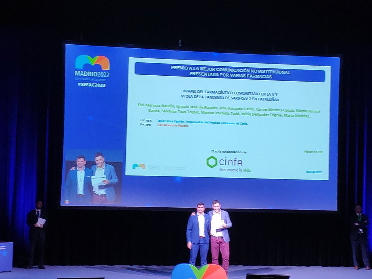 nachojane1's tweet photo. Des de SEFAC Catalunya volem compartir amb tots els farmacèutics comunitaris catalans que han participat en el #programaTAR de cribratge el premi que hem guanyat al Congrés de #SEFAC2022
Papel del farmacéutico comunitario en la V y VI ola de la pandemia SARS-CoV-2 en Cataluña https://t.co/GrjZRn4Bn7