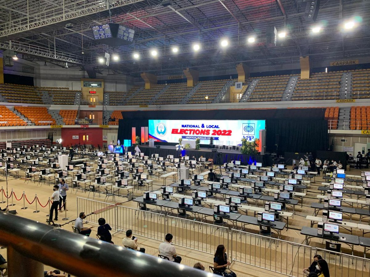rapplerdotcom's tweet photo. LOOK: The PPCRV blesses and officially launches its command center for the 2022 elections at the UST Quadricentennial Pavilion. Here, volunteers will be encoding physical copies of the election returns printed by VCMs after polls close. #PHVote #WeDecide | via @gabybaizas https://t.co/sR32Hk3J7G